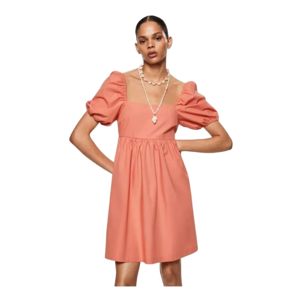 Mango [10]  Puffed Sleeves Cotton Dress - Picture 1 of 7